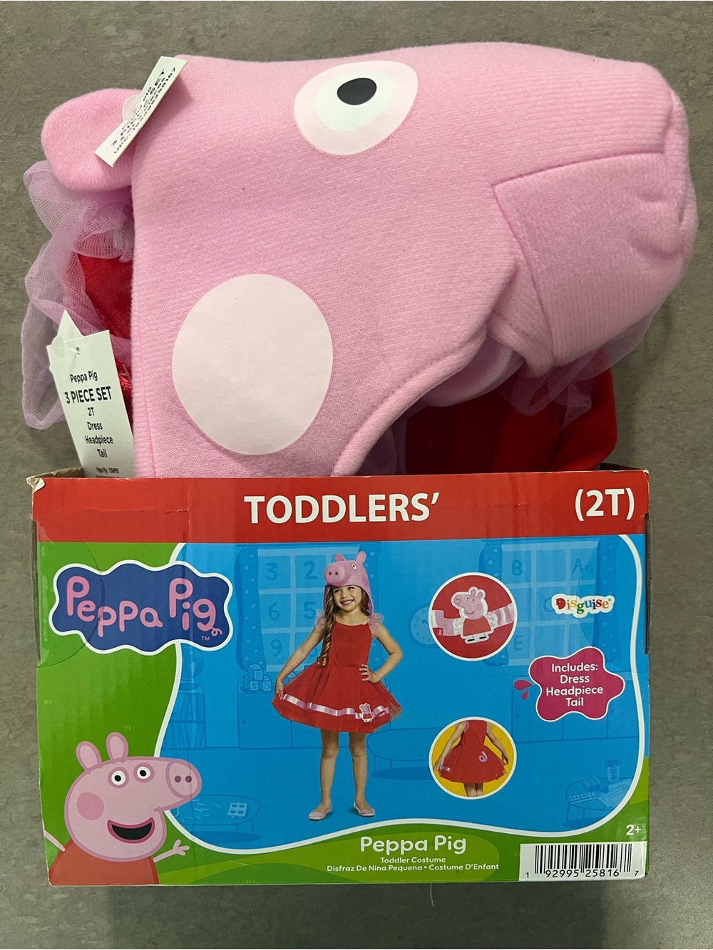 Peppa Pig Red costume Dress with Pink Headpiece Toddler Costume NEW 2T Halloween - Picture 2 of 10